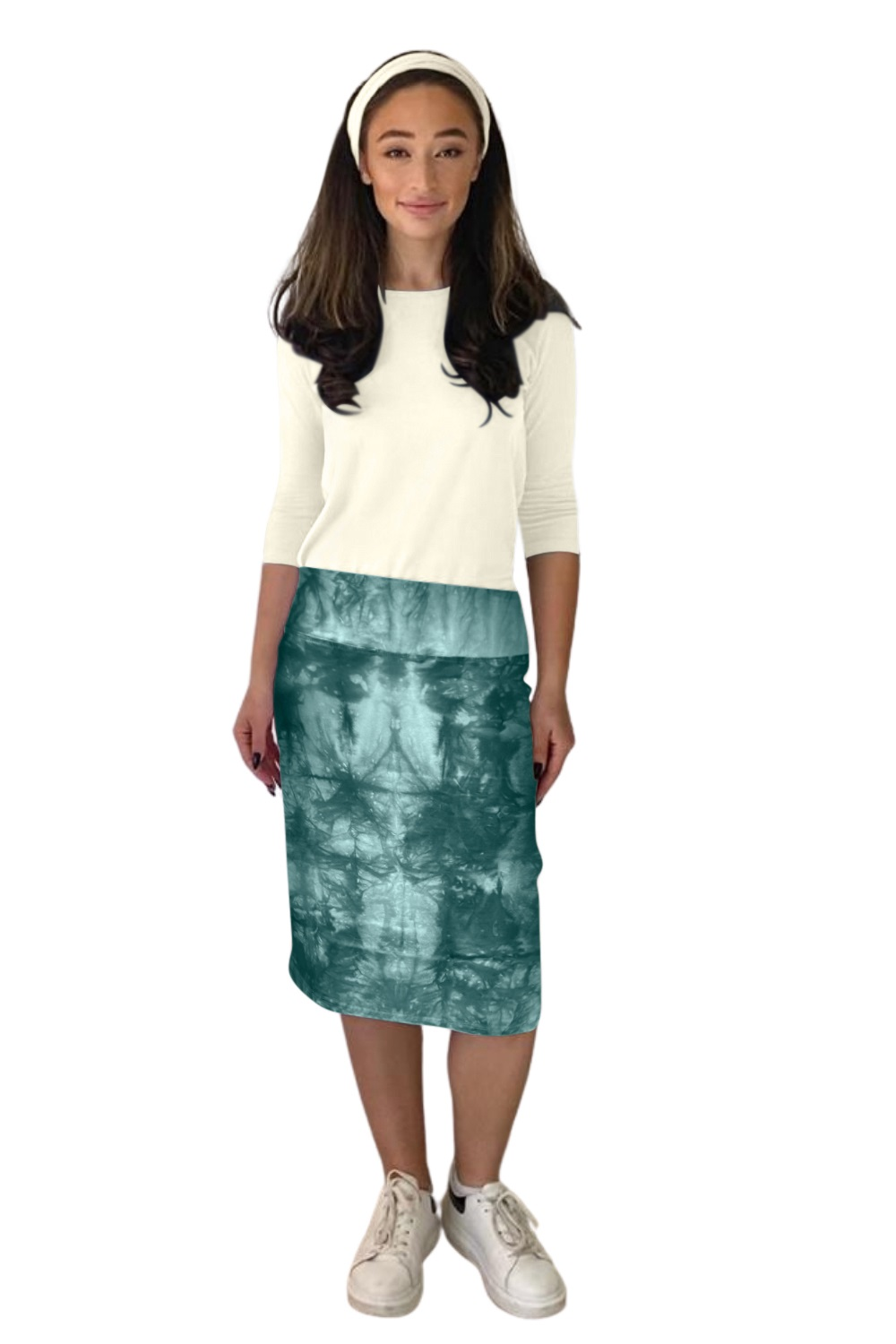 Modest Stretch Knee Length Pencil Skirt in Cotton Spandex