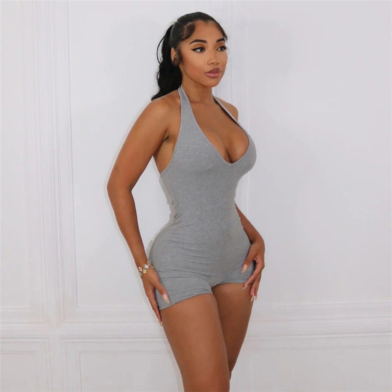 Halter Low-Collar Backless Romper