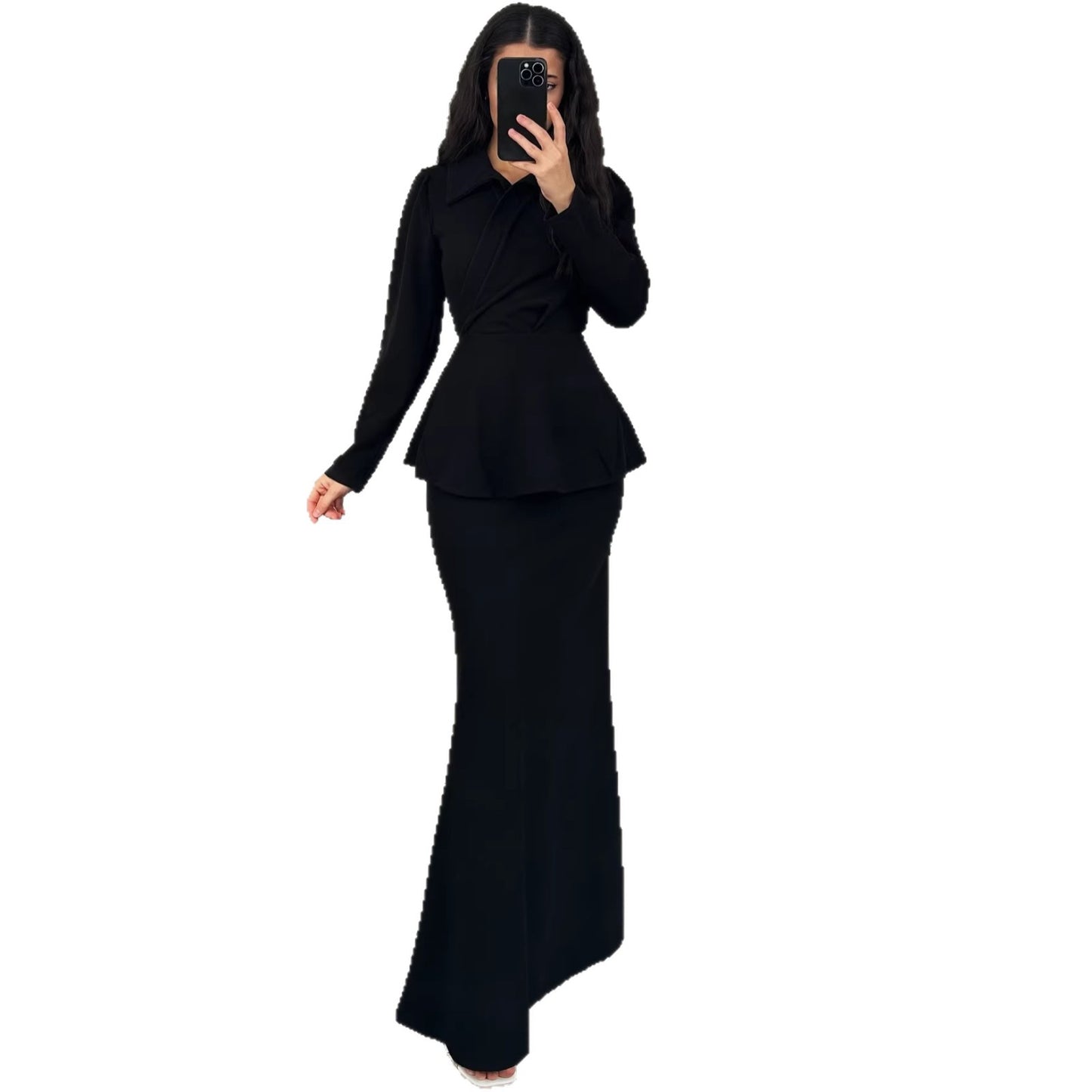Elegant Long Sleeve Long Dress Set New Arrival Formal Dress Sweet