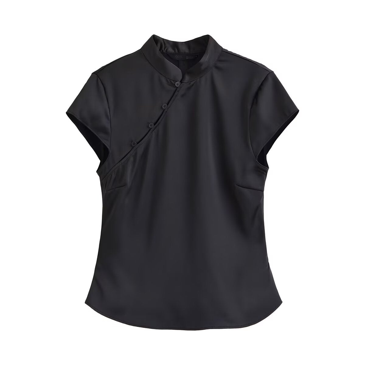 Button-Detail Silk Satin Top