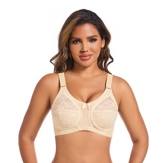 Cross-border Ultra-thin Plus Size Full Cup Export Bra Without Padding Lace Wire-free Transparent European and American Style Underwear
