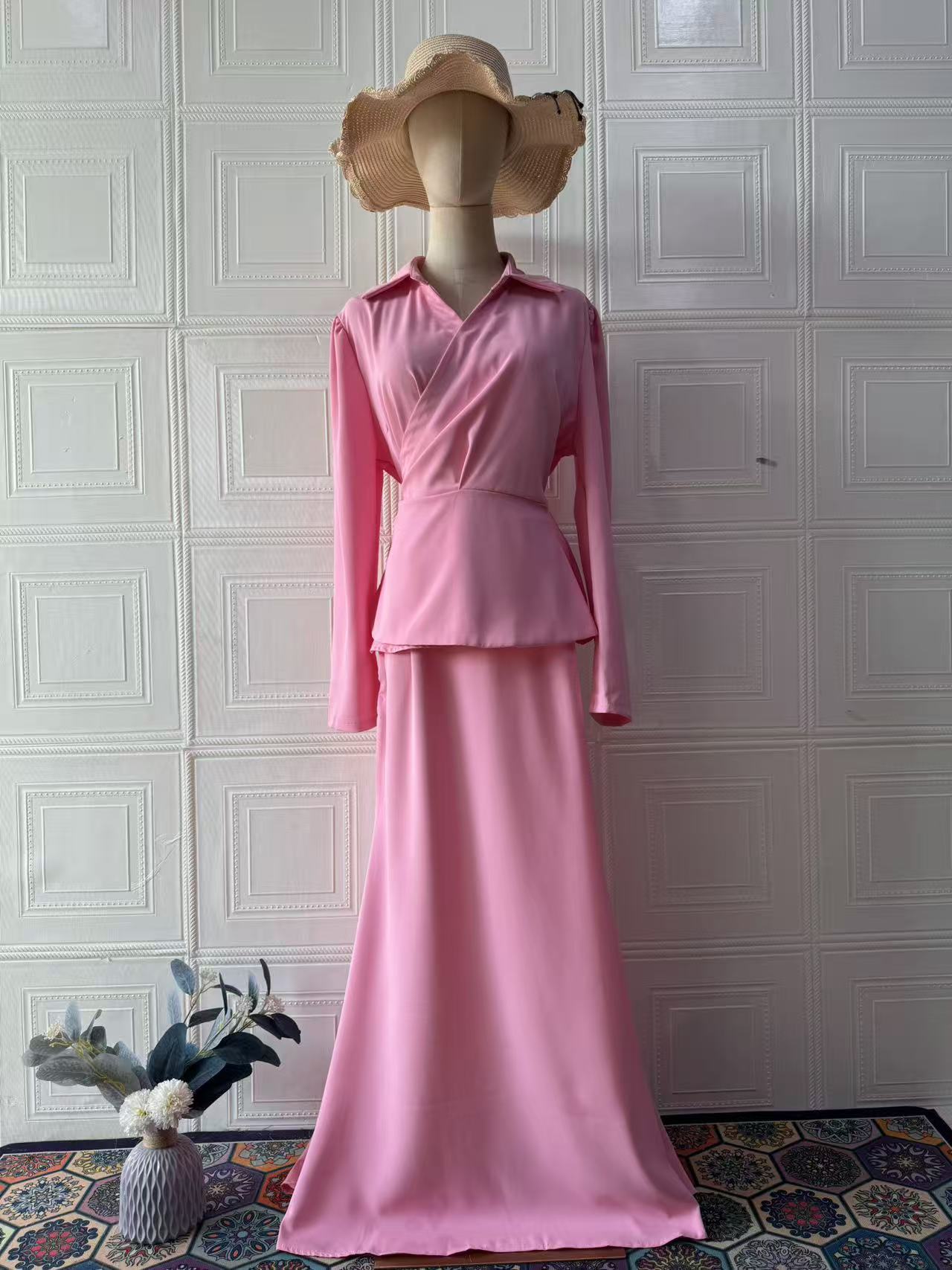 Elegant Long Sleeve Long Dress Set New Arrival Formal Dress Sweet