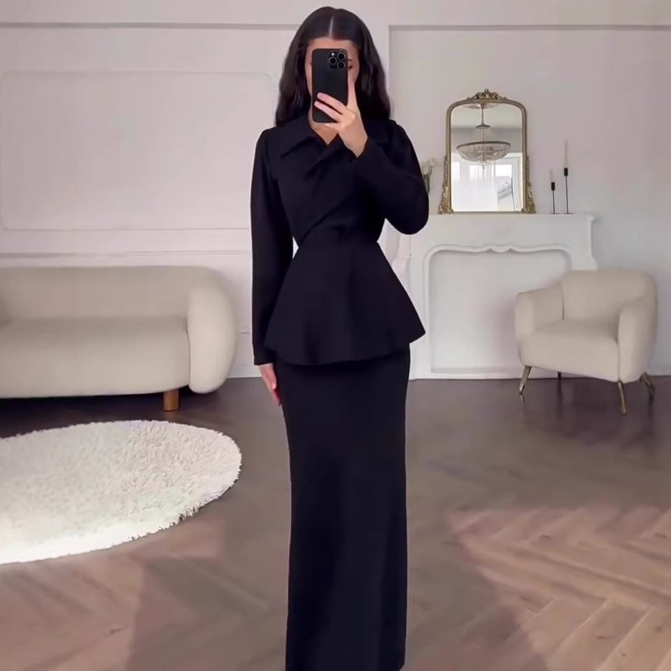Elegant Long Sleeve Long Dress Set New Arrival Formal Dress Sweet