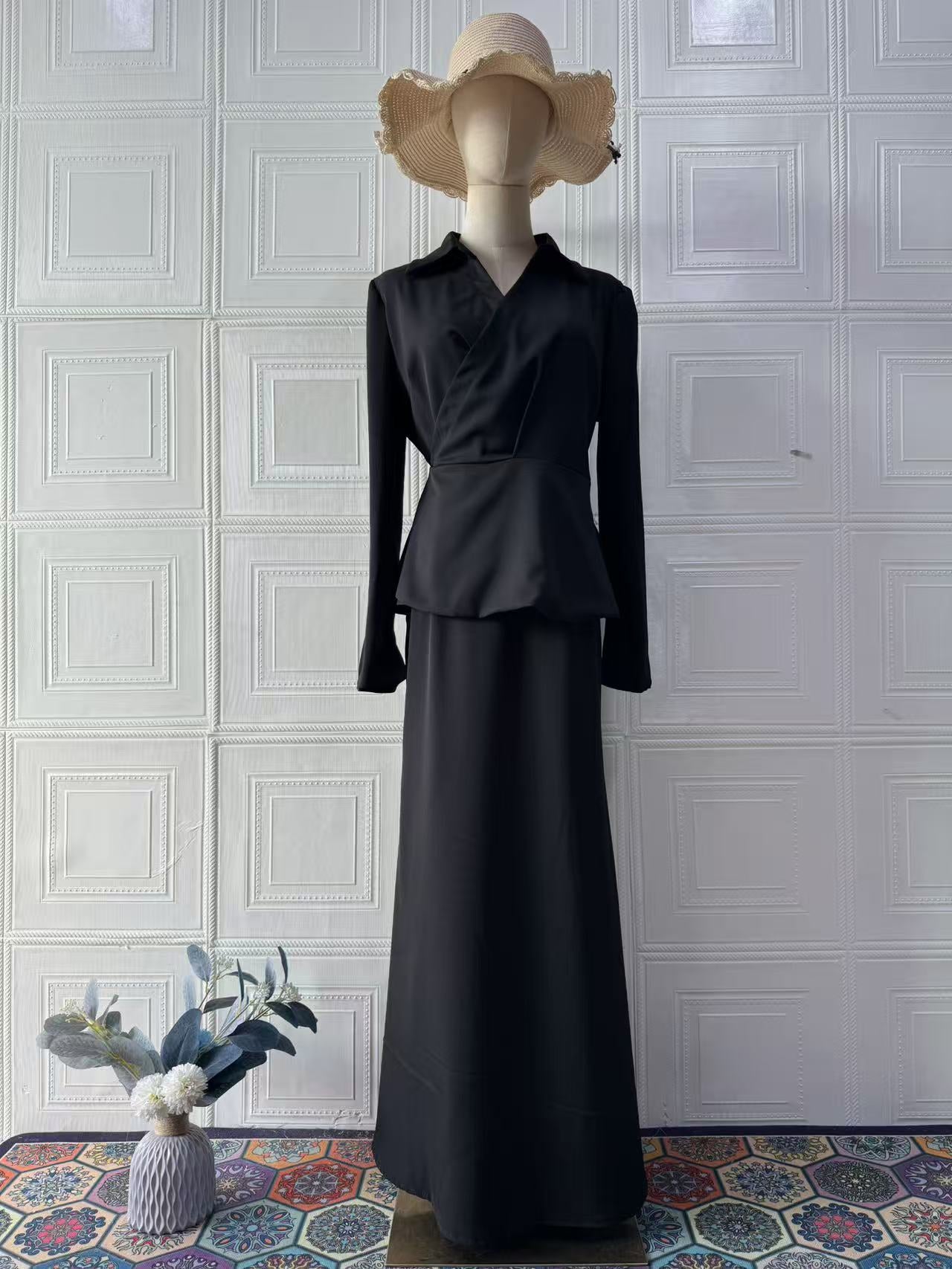 Elegant Long Sleeve Long Dress Set New Arrival Formal Dress Sweet