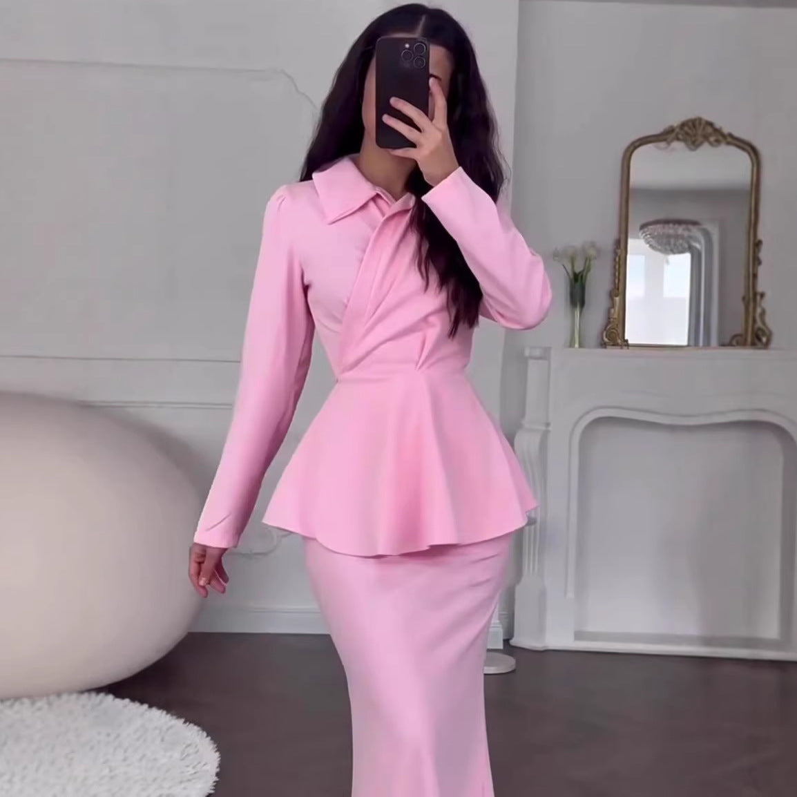 Elegant Long Sleeve Long Dress Set New Arrival Formal Dress Sweet