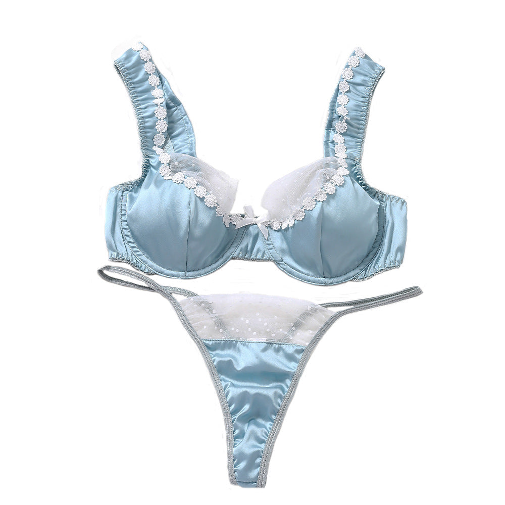 Lace Flower High-Quality Three-Piece Underwear Set