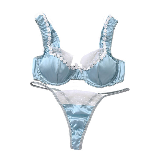 Lace Flower High-Quality Three-Piece Underwear Set