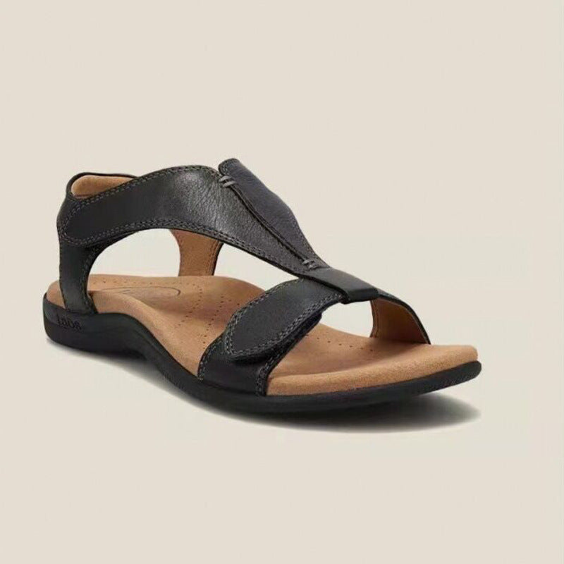 Velcro strap wide-size sandals, casual, thick-soled