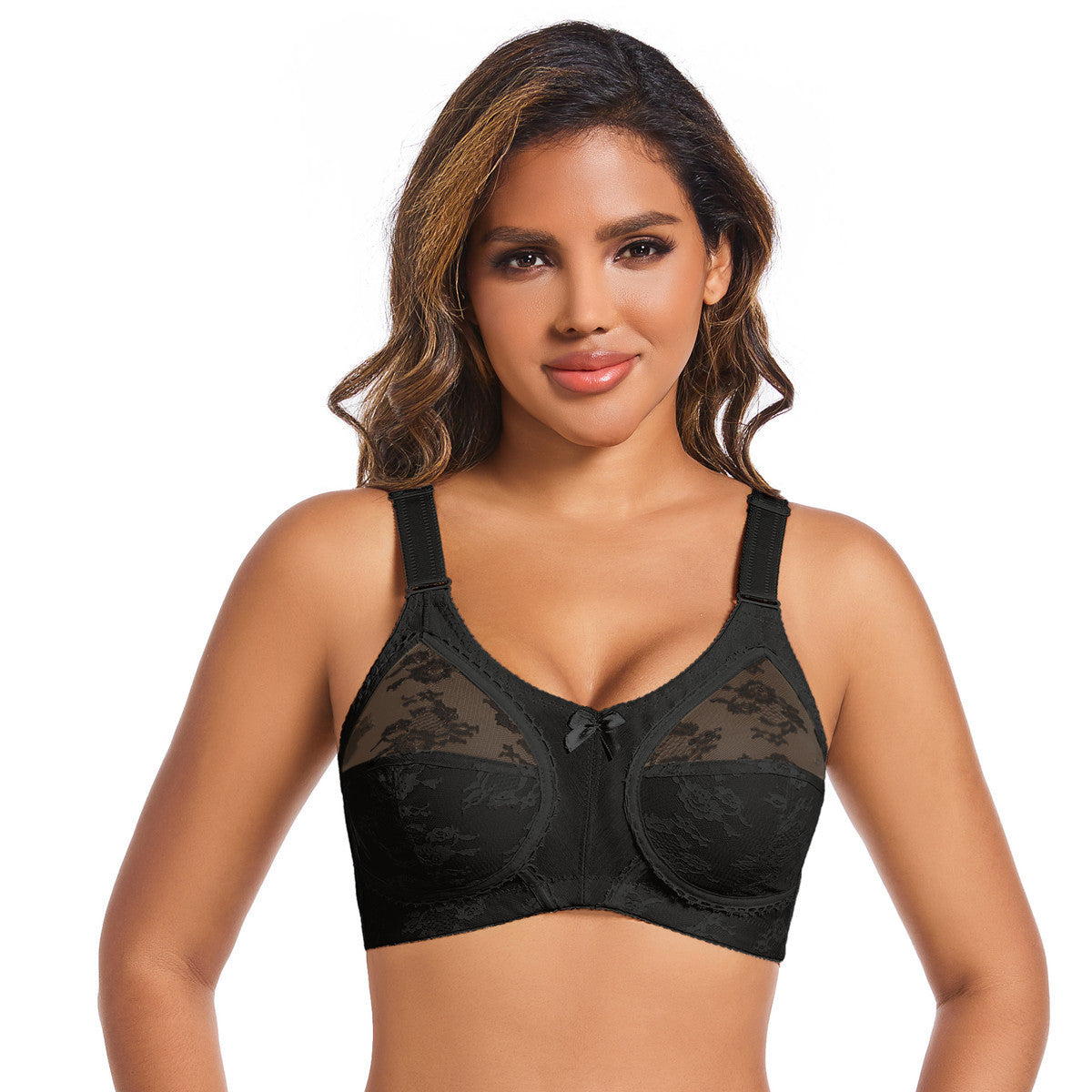 Cross-border Ultra-thin Plus Size Full Cup Export Bra Without Padding Lace Wire-free Transparent European and American Style Underwear