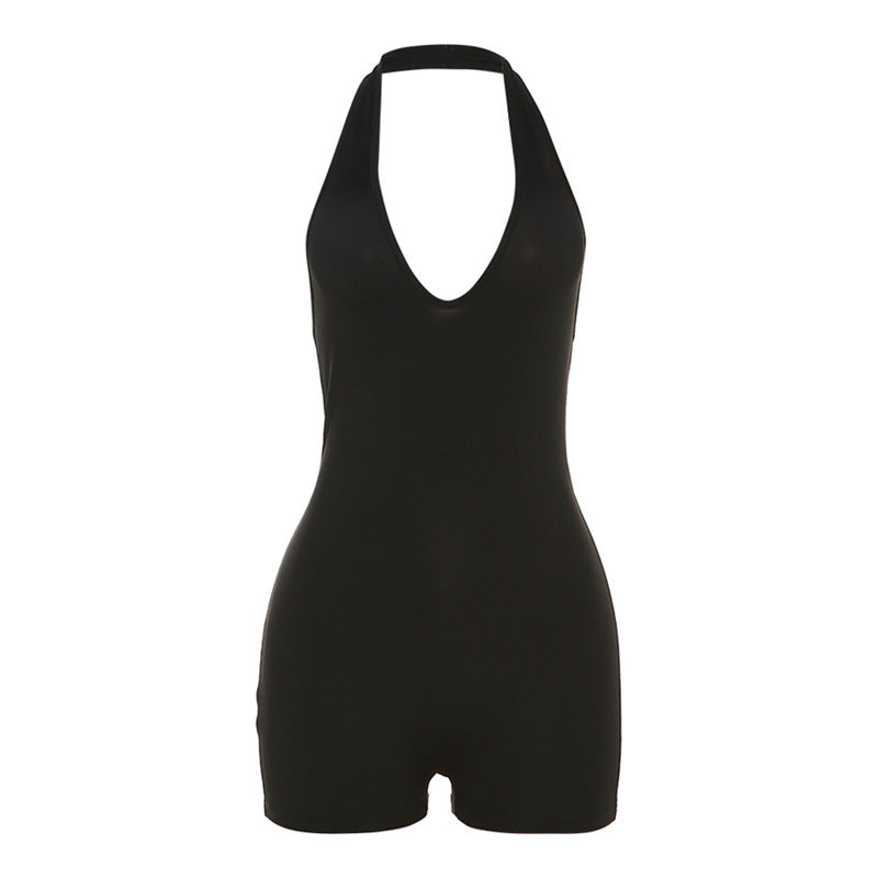 Halter Low-Collar Backless Romper