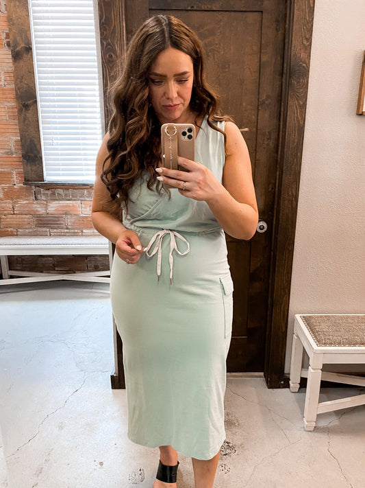V Neck Cross Sleeveless Fit Dress